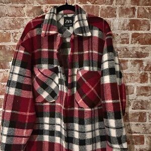 Zara Women's Red Plaid Jacket